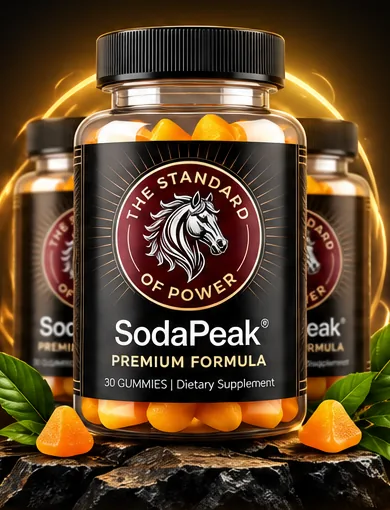 SodaPeak bottle with orange gummies, labelled 30 gummies dietary supplement